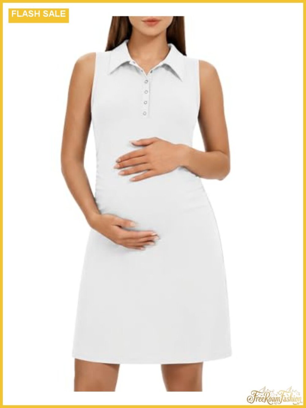 Sleeveless Polo Neck Maternity Dress, Knee Length, UPF 50+